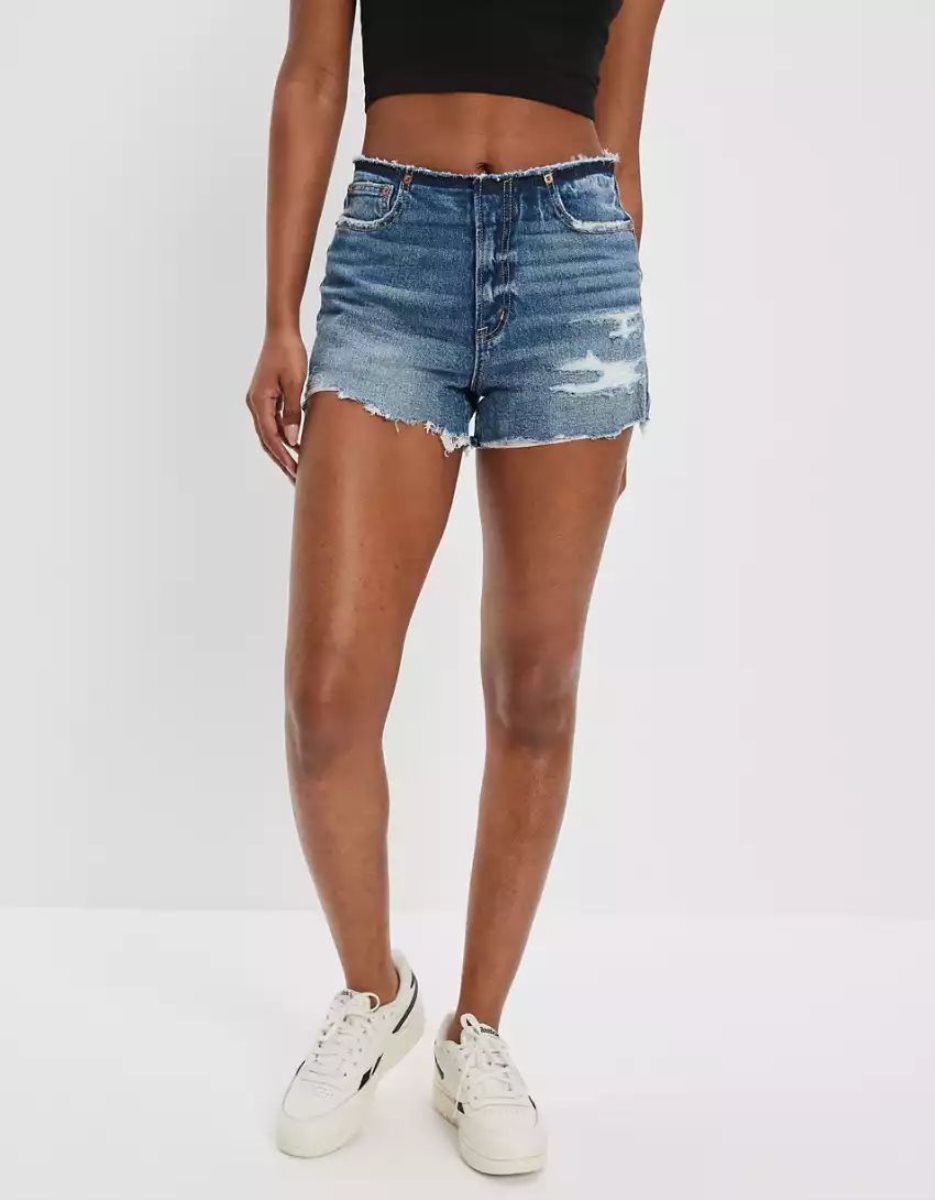 Shorts American Eagle AE Stretch Denim '90s Boyfriend Indigo Lavage Femme | BGA-12172130